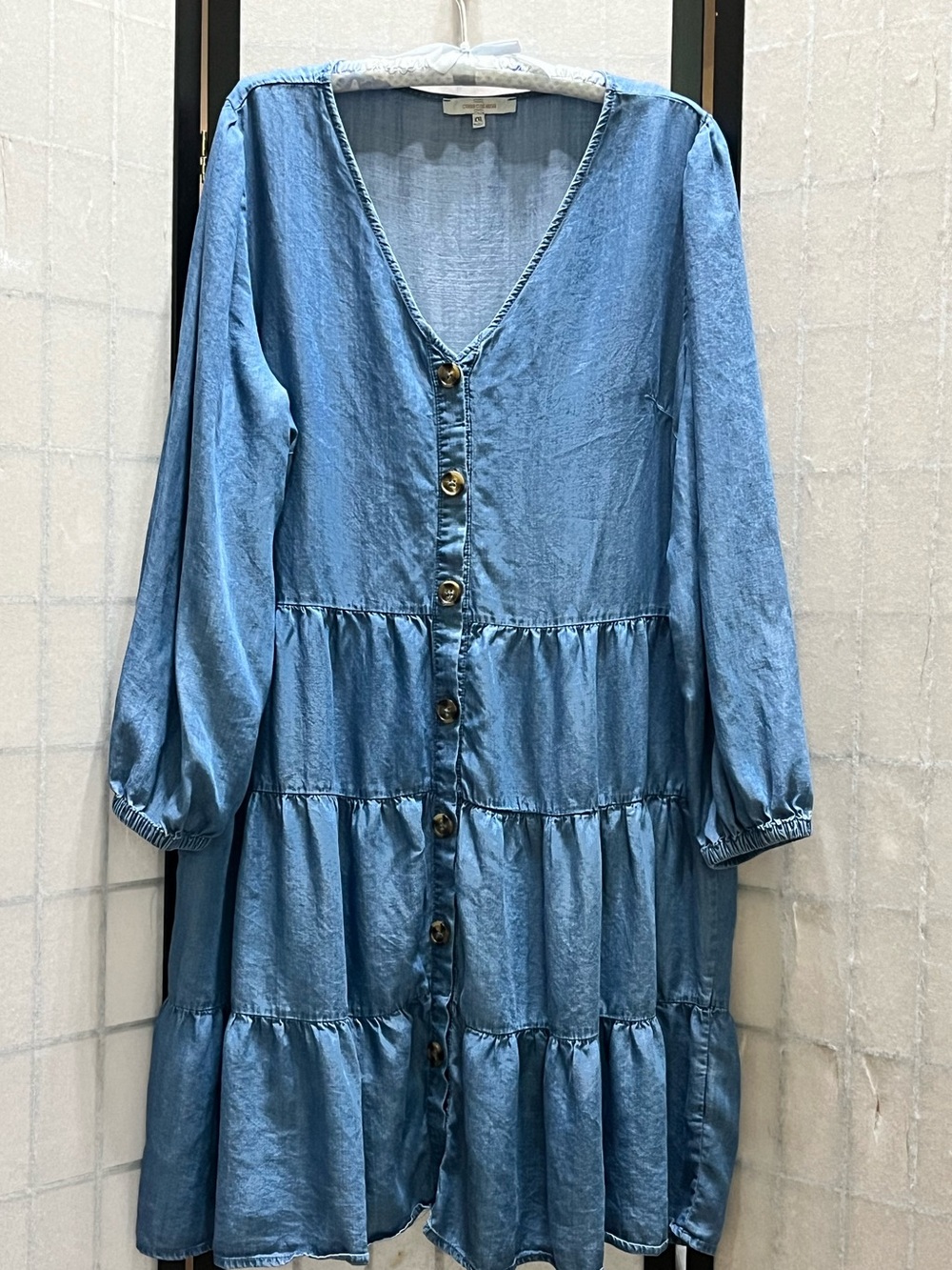 CASA CABANA Light Blue Tiered Button-Front BABYDOLL Women's Dress SIZE XXL